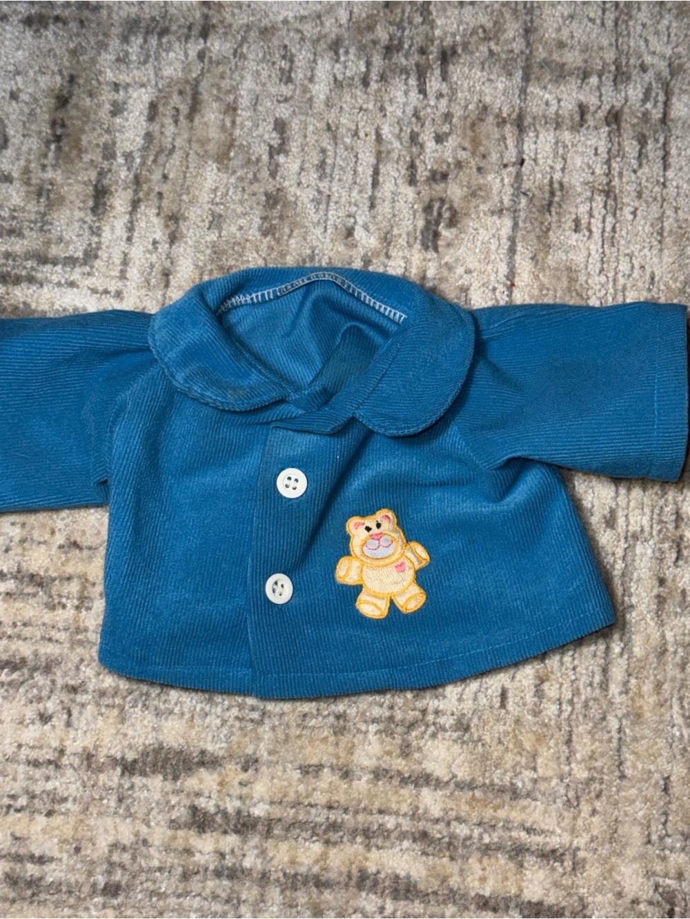 Cabbage patch kids blue button collar PJ top emroidered bear